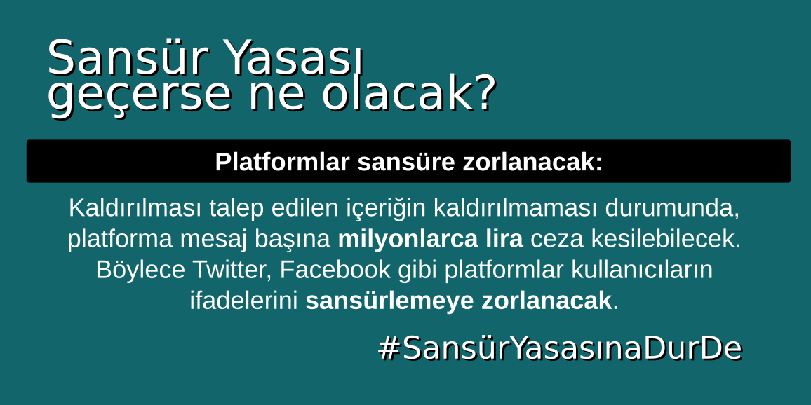 oydorgtr's tweet photo. Sansür Yasası Geçerse ne olacak?
-Örgütlenmek ve haber almak imkansızlaşacak,
-Devlet gözetiminin önü açılacak,
-Ağ tarafsızlığı ihlal edilecek,
-Platformlar sansüre zorlanacak. 
#SansürYasasınaDurDe https://t.co/sFshAW7f9D