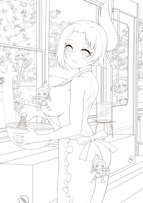 スケベクサシリーズ?
裸エプロンりんさんの進捗報告。
まだ線画です。
背景まで描き始めると時間がかかる・・・ 