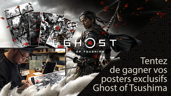 Micromania_Fr's tweet photo. Tentez de gagner vos posters exclusifs #GhostofTsushima dessinés par #TakashiOkazaki (#AfroSamuraï, #BatmanNinja) ! 

RT &amp; Follow @Micromania_Fr pour participer ! 10 lots de 4 posters sont à gagner ! https://t.co/KdYrtkrROF