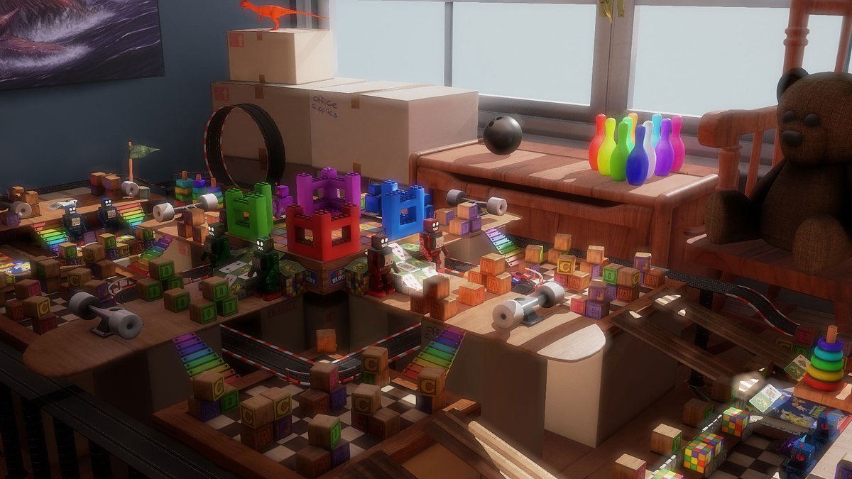 PlayStation's tweet photo. Toy soldiers fight in a big, colorful world when The Mean Greens: Plastic Warfare hits PS4 August 5: https://t.co/lU41aNug8c https://t.co/J9mbhHjVnu