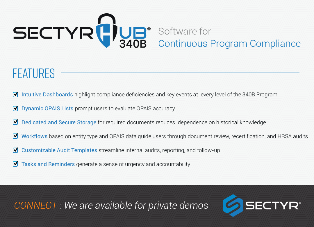 sectyr's tweet photo. We're excited about week two of the 2020 340B Coalition Virtual Summer Conference! If you're attending, come swing by Sectyr’s virtual booth to learn how our compliance software assists with HRSA-audit readiness.

#340BConf #340B #SectyrHub #Compliance @Sectyr @340BCoalition https://t.co/PFurHOw0Sj