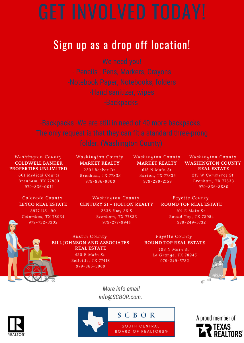 scbor_texas's tweet photo. ***SCBOR COMMUNITY BACKPACK SCHOOL DRIVE***
We are looking to help out our community by collecting backpacks and school supplies. We have drop off locations or you can bring to the SCBOR office or we can come to pick up the donation.
#ShapingTexas #SCBOR https://t.co/66loSugx9U