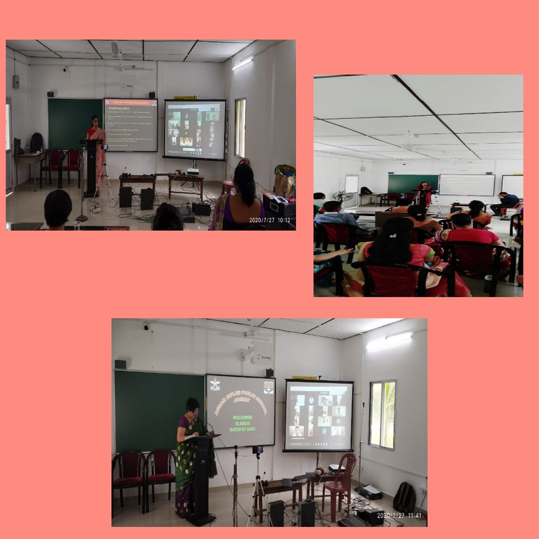 ARPSJorhat's tweet photo. An online Orientation programme for class XI was conducted by ARPS Jorhat on 27th July 2020. All the newly admitted students and their parents, from all the three streams actively took part in the programme. The teachers of the English Department. https://t.co/mnaFhvym1O