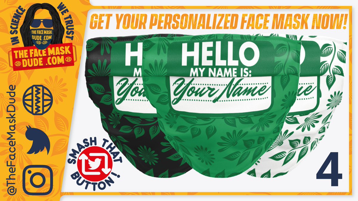 TheFaceMaskDude's tweet photo. Personalized face masks😊
Comment with your name and the design number (u can pm as well) and i will reply with your personalized face mask.
Rt or tag a friend who may need one😊
#facemasks #WearADamnMask #WearAMaskPlease #staysa https://t.co/WOC0DuZsPq