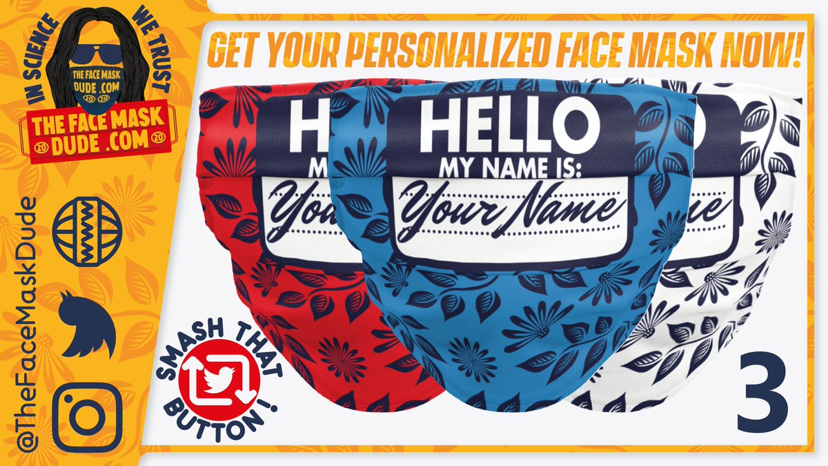 TheFaceMaskDude's tweet photo. Personalized face masks😊
Comment with your name and the design number (u can pm as well) and i will reply with your personalized face mask.
Rt or tag a friend who may need one😊
#facemasks #WearADamnMask #WearAMaskPlease #staysa https://t.co/WOC0DuZsPq