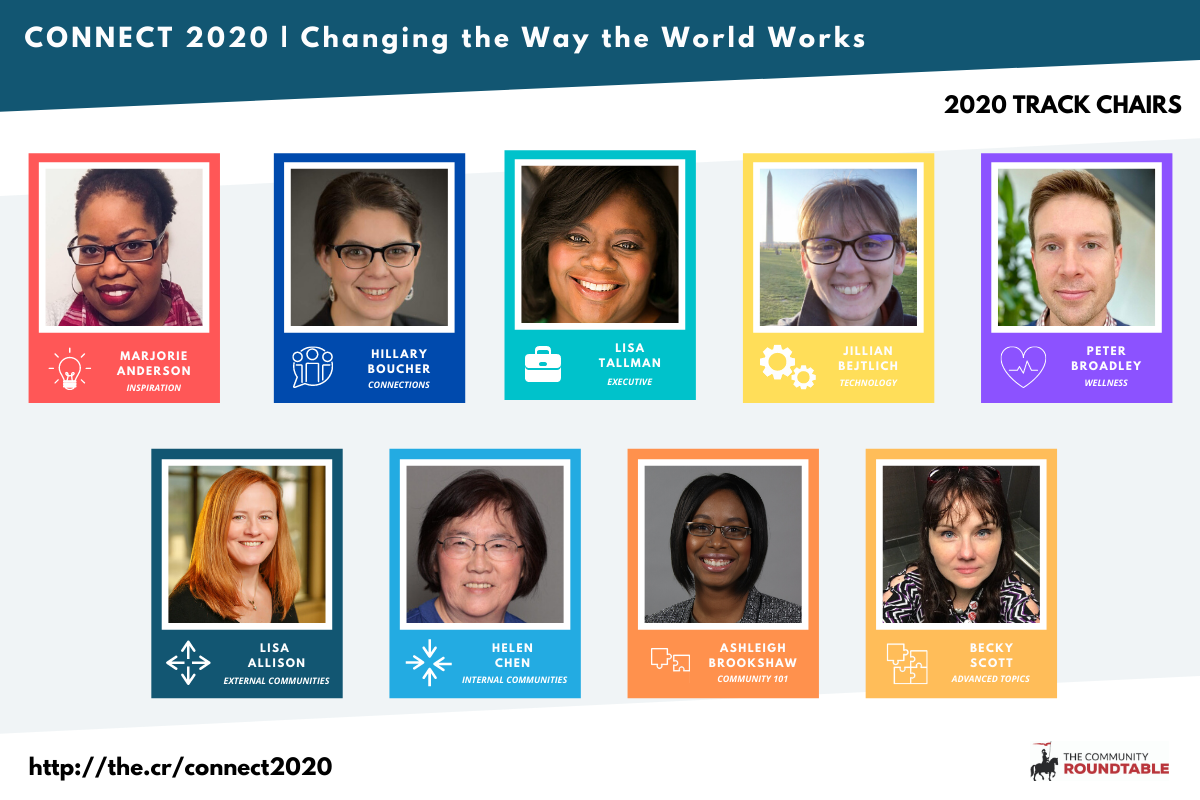 TheCR's tweet photo. What do @MarjorieAyyeee @hillaryboucher @pbroadley
@hhchen @A_brookshaw 
@JillianLaura @LisaATallman @lolagoetz AND @ducks914 have in common? They are all Track Chairs for TheCR Connect 2020! https://t.co/0biTAxt6XH https://t.co/3YwvuMcxGt