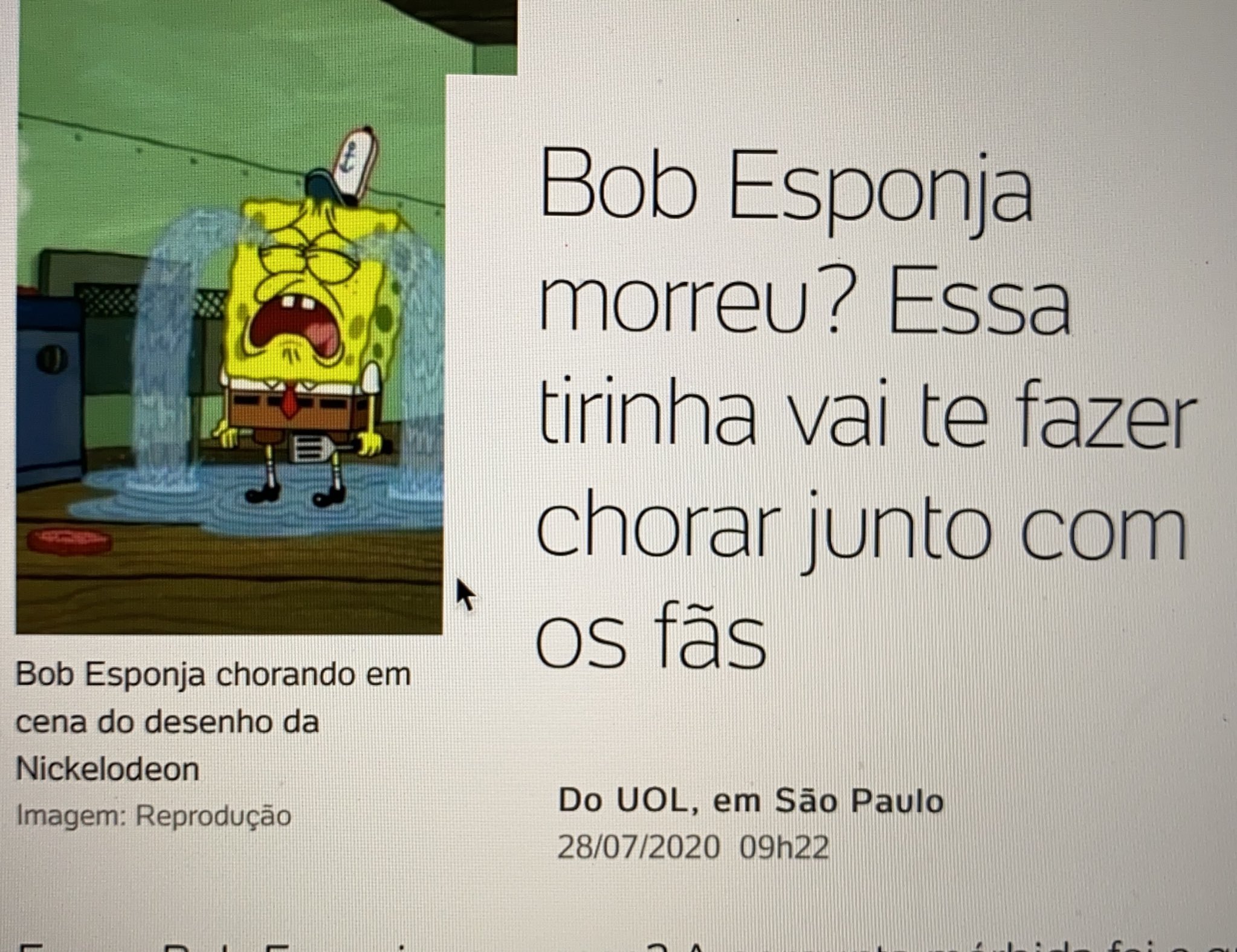BOB ESPONJA É ENCONTRADO MORTO, AINDA NÃO SABEMOS AUSAS DA MORTE. - iFunny  Brazil