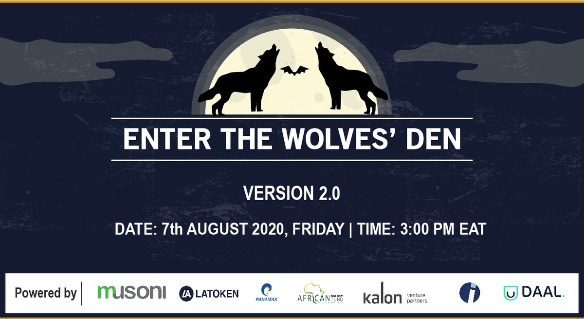 Enter the Wolves’ Den 2.0:  Start Applying Now

NB: The results of the 1st Edition will be announced shortly

Here is the link to the Startup Application form
lnkd.in/emVd7EE

Attendee Registration: lnkd.in/eDgZueB
#startup  #pitch #investors  #accelerator #idea