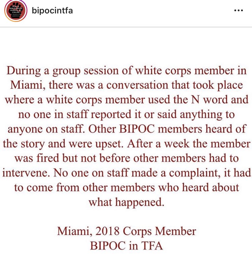 a thread on TFA and failed allyship:This was posted on the  #BIPOCinTFA Instagram account. I’m so glad it was because I think about this moment so much in my work. This moment happened during a white affinity space facilitated by folx under my leadership in 2018. (1/16)