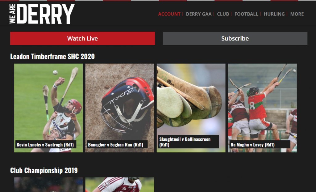 A terrific response so far to our new #WeAreDerry streaming platform where full deferred coverage and a selection of live games (minimum 10) is yours for £30. Last weekend's hurling fixtures are now ready to view on the platform. Click to subscribe: derrygaa.ie/watch/