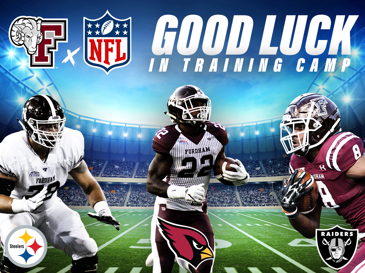 FORDHAMFOOTBALL's tweet photo. Good luck to our guys @ChaseEdmonds22, @Dealin_Tweets and @ACoyle77 as they kick off preparation for another year in the league!

#RAMILY | #RoseHilltotheNFL https://t.co/I6zeXqEp05