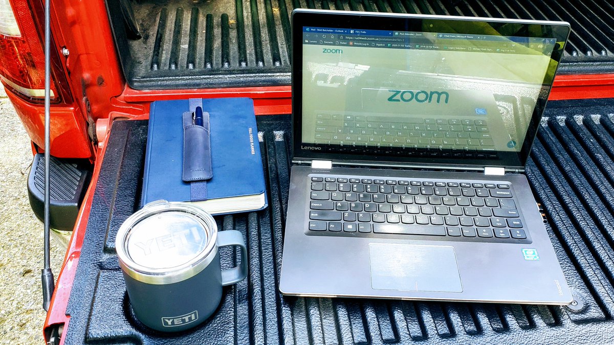 While I enjoy my stand up desk, my tailgate desk will do nicely on this fantastic summer day. #perfectweather #PureMichigan