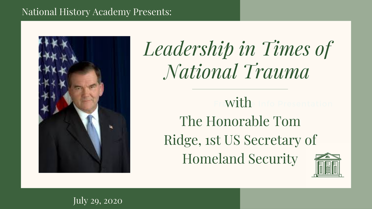 It's our final week of programming, and we are excited to welcome Tom Ridge as tomorrow's guest speaker. Join us! facebook.com/events/5644981…