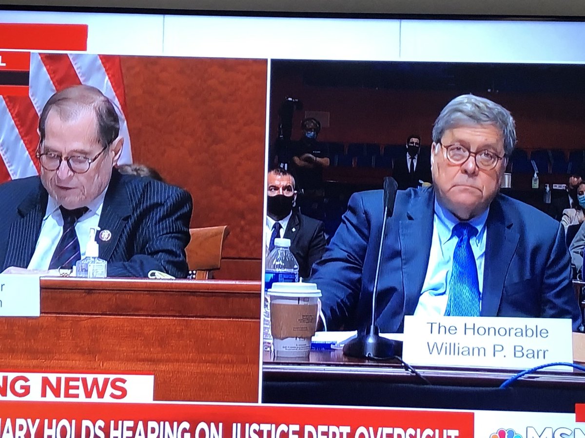 Go Nadler! The look on Barr’s face as he is called out for his Roy Cohn-ing for ⁦ @realDonaldTrump⁩ says it all. Shame.  #RemoveBarr