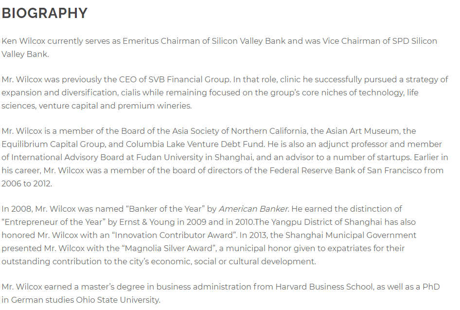 It looks like he left these roles in the interim but is now working in venture capital, boards of non-profits connected to China & other things.  https://aabusinessroundtable.org/speaker/ken-wilcox/