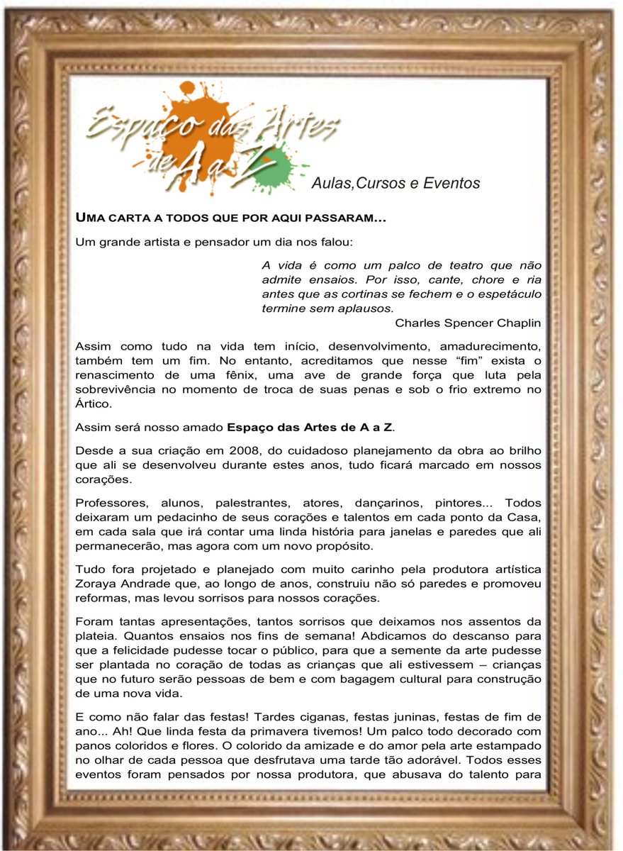 ArtesdeAaZ's tweet photo. Carta ao publico, alunos e amigos . https://t.co/Qe60197sk0