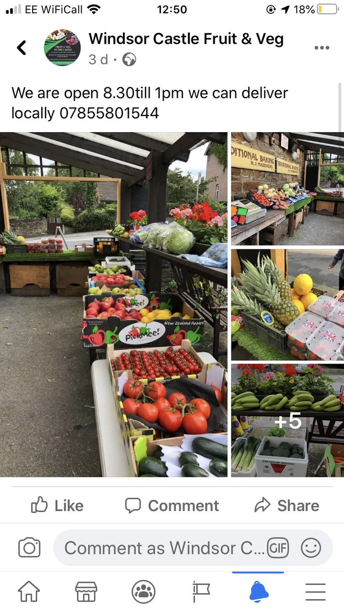 Windsor castle fruit and veg stall is open Thursday Friday and Saturday from 8.30am till 1pm  The kettle is on ! Pop up for a coffee orders and local Deliveries welcome