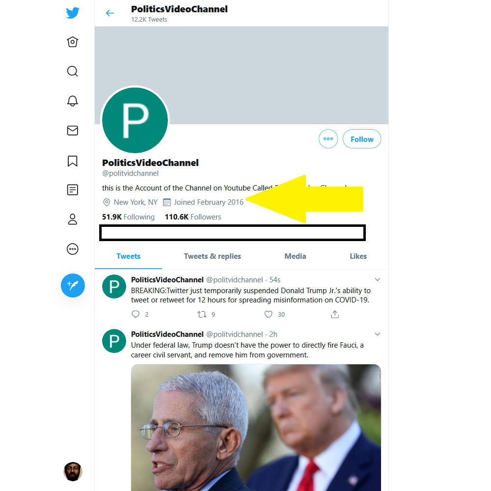 We know the account was created Feb 2016 but a search for tweet from the account before 12/31/2016 comes up blank  https://twitter.com/search?q=from%3Apolitvidchannel%20until%3A2016-12-31&src=typed_query