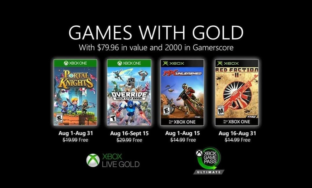 Xbox Live Games with Gold August 2020