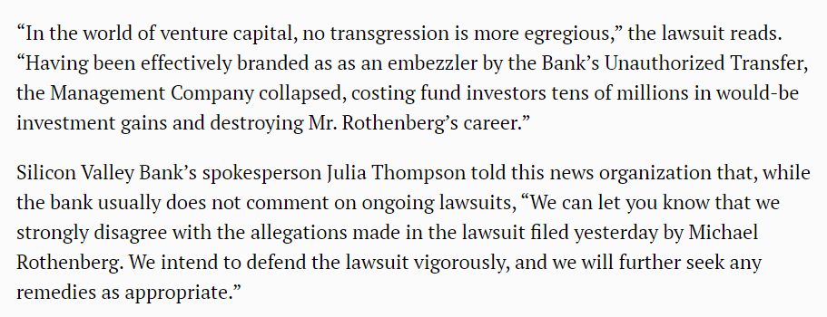 He alleges that the bank made the unauthorized transfer then tried to make him look like an embezzler for it. Was it an error or was this a Swampy trick to get rid of a competitor?