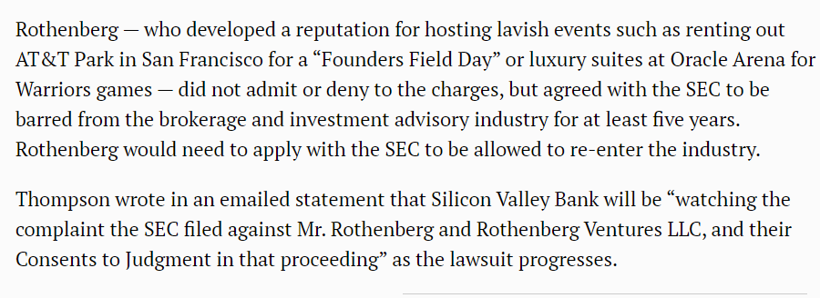 Rothenberg was clearly a participant in Swampy financial games. But he basically claims he got caught because Silicon Valley Bank set him up on the $4.25M unauthorized transfer.