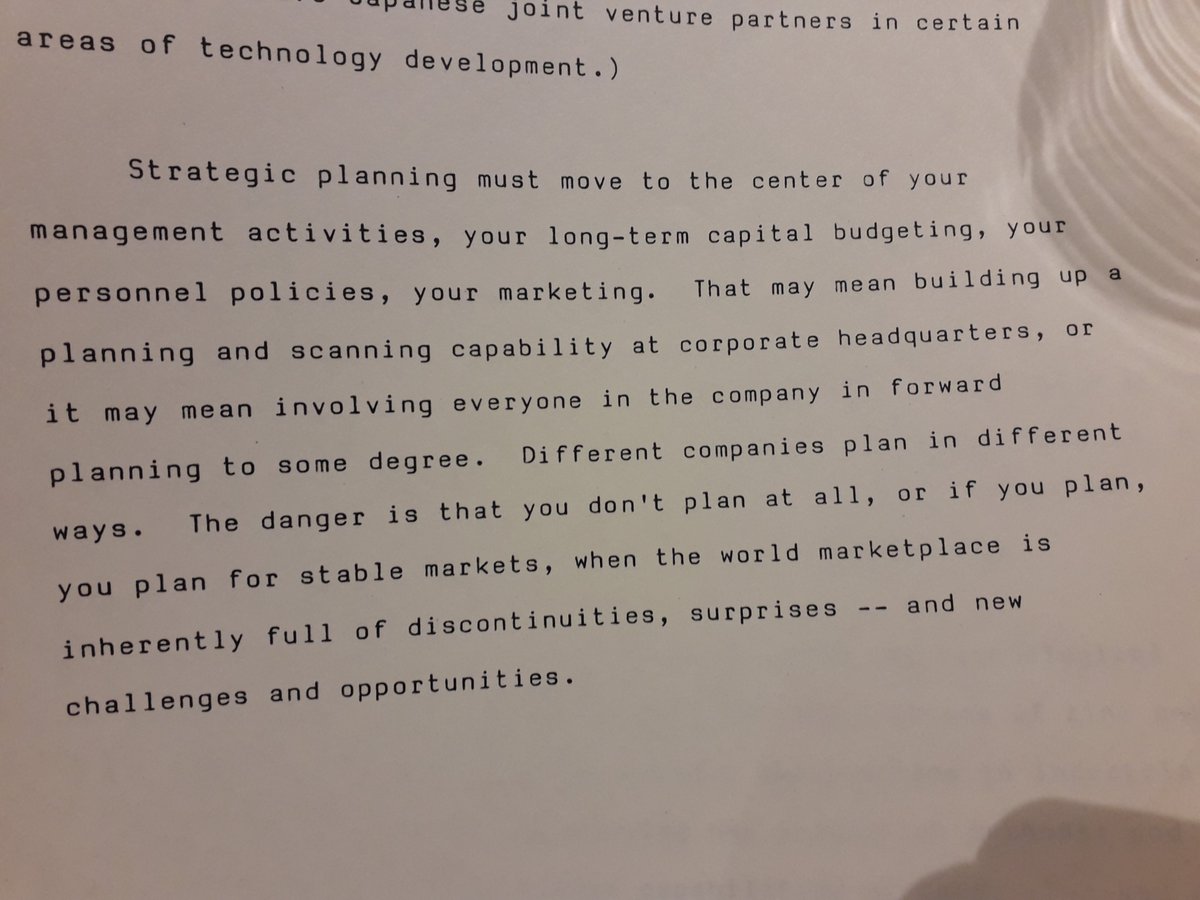 Some train reading from today.... @Halsrethink concluded with this bit of  #knowledge for the CEOs attending the 1983 Annual Meeting for the Lead Industries Association & Zinc Institute in Chicago... #StrategicThinking