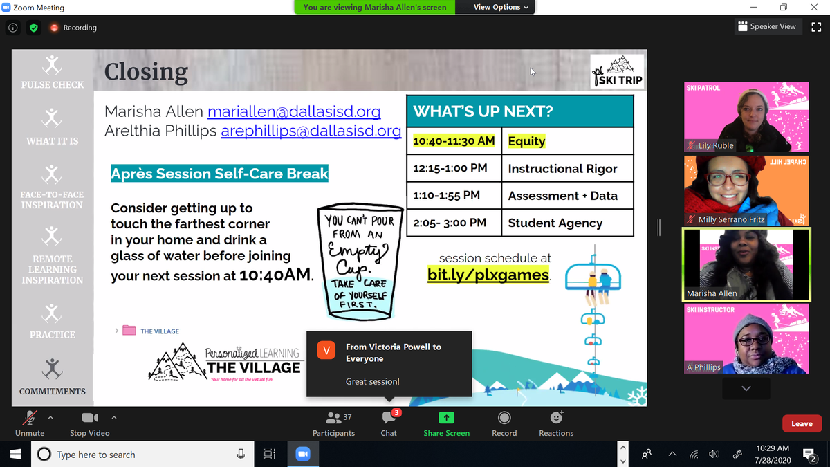 Milly32262258's tweet photo. Great Resources!! Now getting up for a needed stretch and a glass of water! #PLSkiTrip 
@PersonalizeDISD... Or rather a Hot cocoa from the snack bar!! 🤤 https://t.co/XxI3Fgc2qt