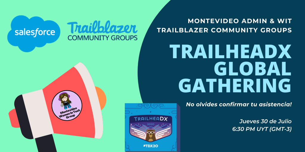 barblackaller's tweet photo. El jueves 30, a las 6:30 PM UYT (GMT -3) es el Global Gathering de los grupos de Admin y WIT de Montevideo!! Los esperamos @buffa_angelica, @andrem2b y yo!! Confirmen asistencia aquí: https://t.co/Citq24NUQt 
#salesforceohana #trailblazercommunity #TDX20 #awesomeadmin #wit https://t.co/lbbQTQeS2D