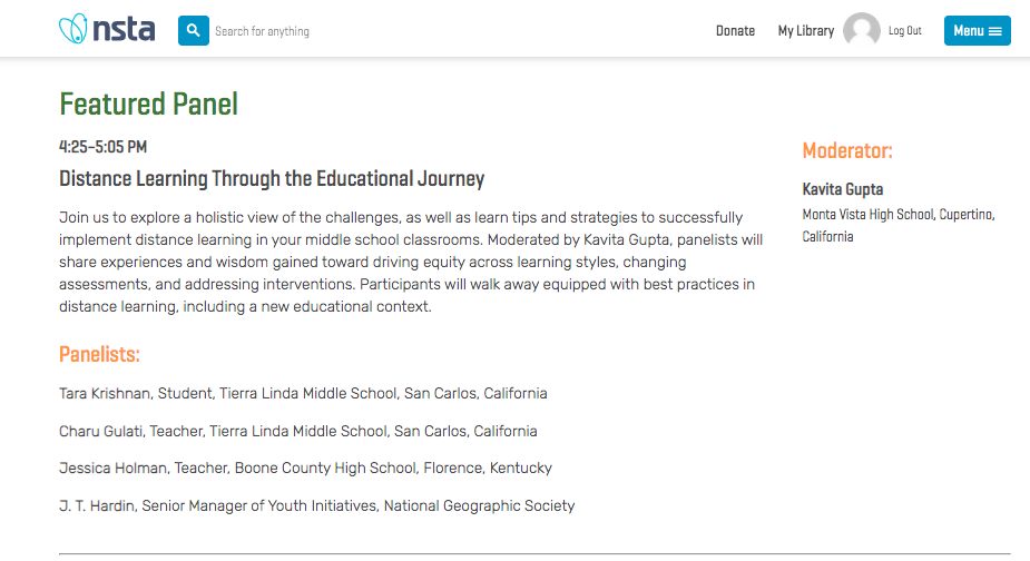 TeachGulati's tweet photo. Join us to explore a holistic view of challenges as well as best practices in distance learning as we rethink education during the pandemic #NSTASTEM20 with @chem_tweets @john_tyler08 @MrsJHolman today at 1:25 pm PT. This panel is extra special as it includes #studentvoice! https://t.co/0XfwLIJXDj
