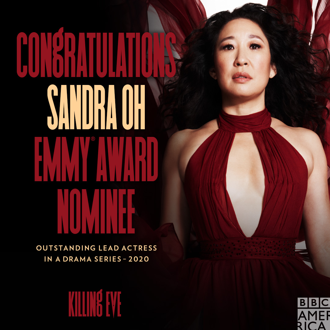 Overjoyed for #KillingEve’s <a href="/IamSandraOh/">Sandra Oh</a>, @televisionacad nominee for Outstanding Lead Actress in a Drama Series! #Emmys