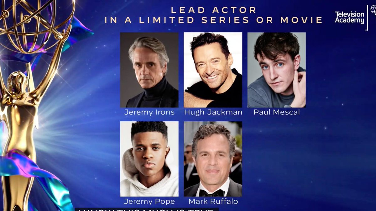 Lead actor in a limited series.  #EmmyNoms