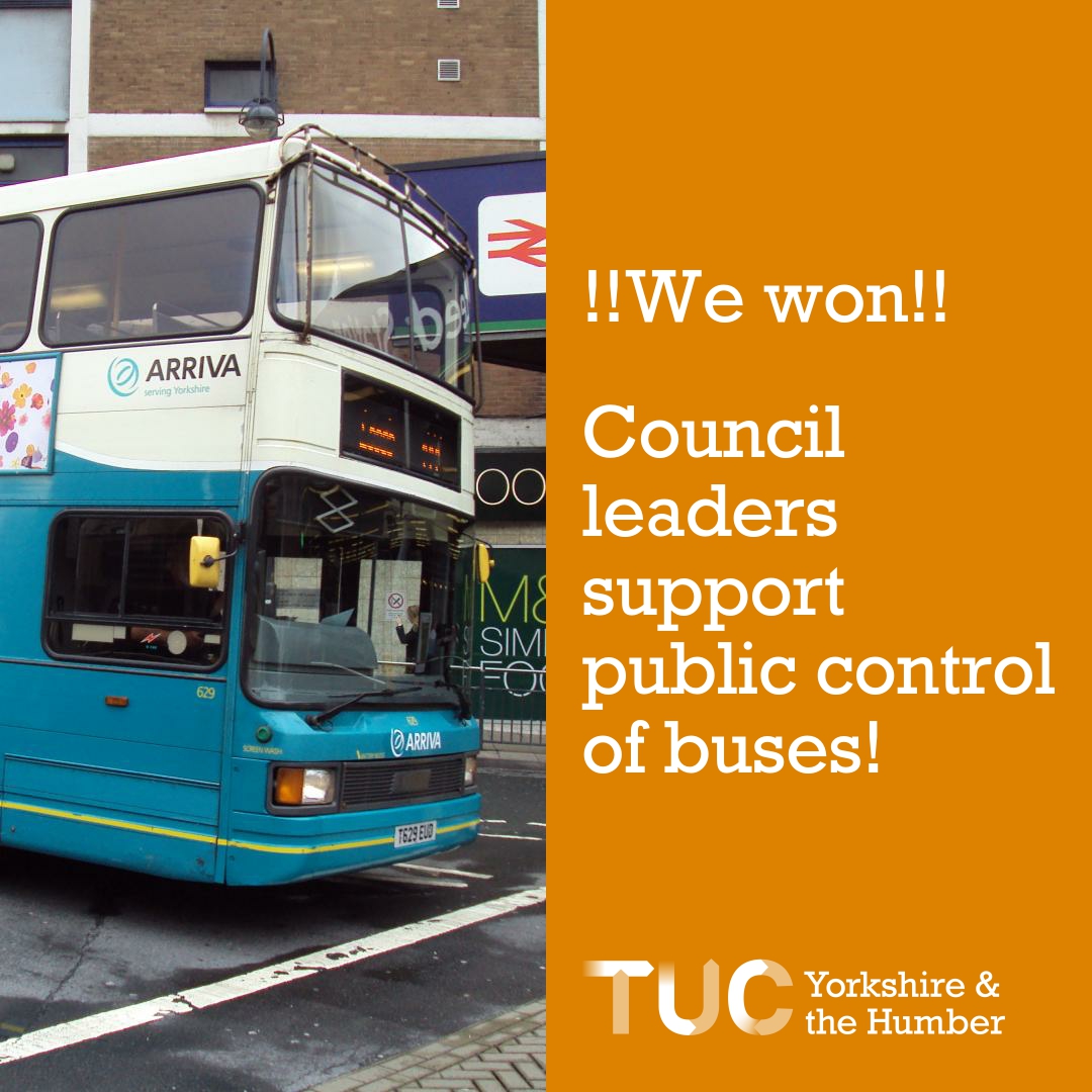 TUCYorksHumber's tweet image. 🚨We won🚨

After hundreds of emails, West Yorkshire Council Leaders have voted to take public control of buses to the next stage

Sign our petition NOW &amp;amp; take our buses back👇megaphone.org.uk/petitions/take…

Thanks for taking a stand @cllrjudithblake @SHinchcliffe @cllrSPandor @TimSwift