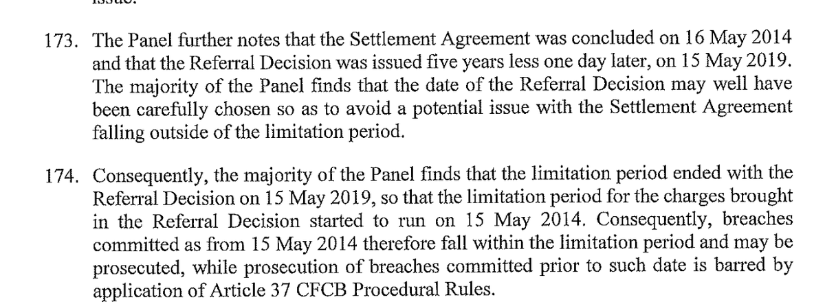 CAS didn't agree with either side, noting that the key date is when the prosecution started, which it found was the referral date of 5/14/19, which sets the limitation date as 5/14/14