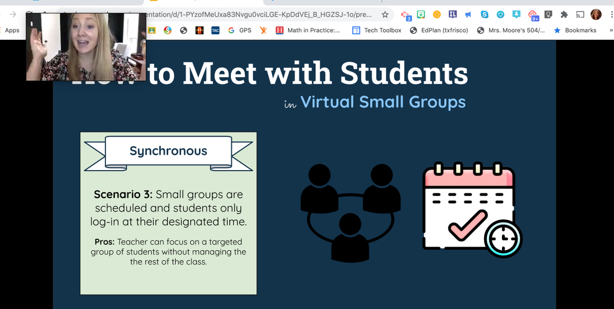 MrsCardell615's tweet photo. #virtualsmallgroup PD with @IC_K8Stafford was so helpful and answered many of my virtual academy questions. I'm excited to use some of our new tools to help students grow this year! @ci_elem #FISDLearns https://t.co/stIClWeWs7