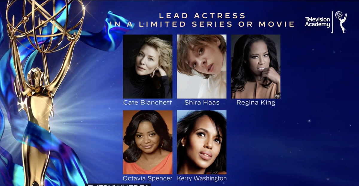 Lead actress in a limited series. WoC noms in the majority!  #EmmyNoms