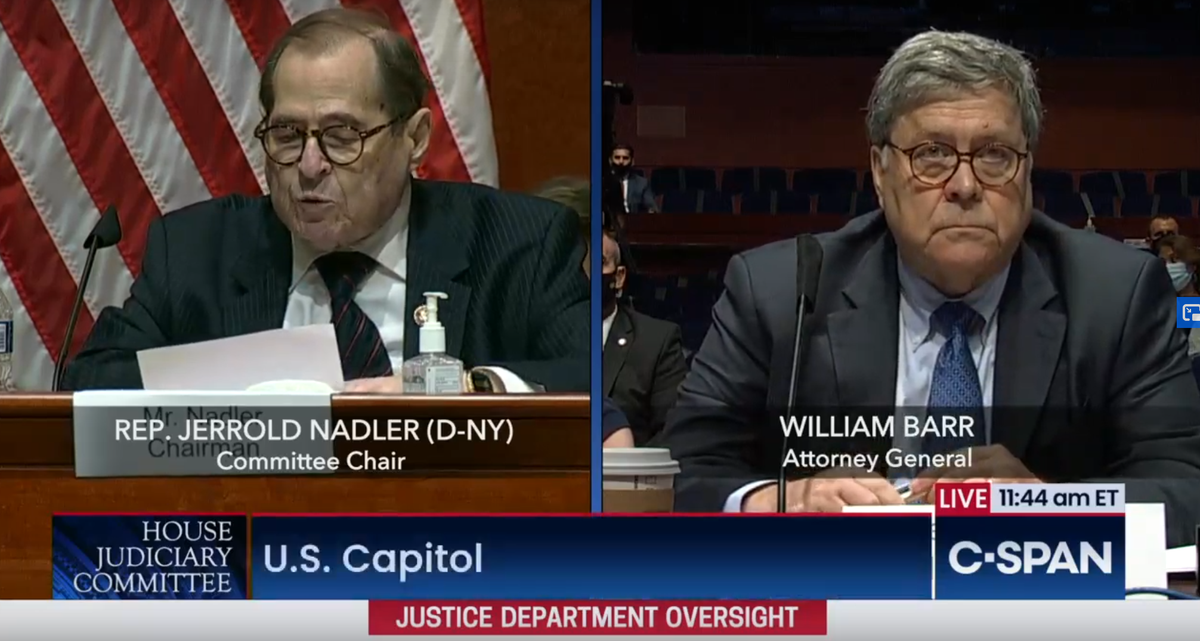 NADLER: So. You're basically using DOJ to deploy shock troops. Buuuut, you only made one arrest.BARR: Who cares.NADLER: This looks like propaganda to help Trump. Did you rebrand existing projects for this campaign stunt?