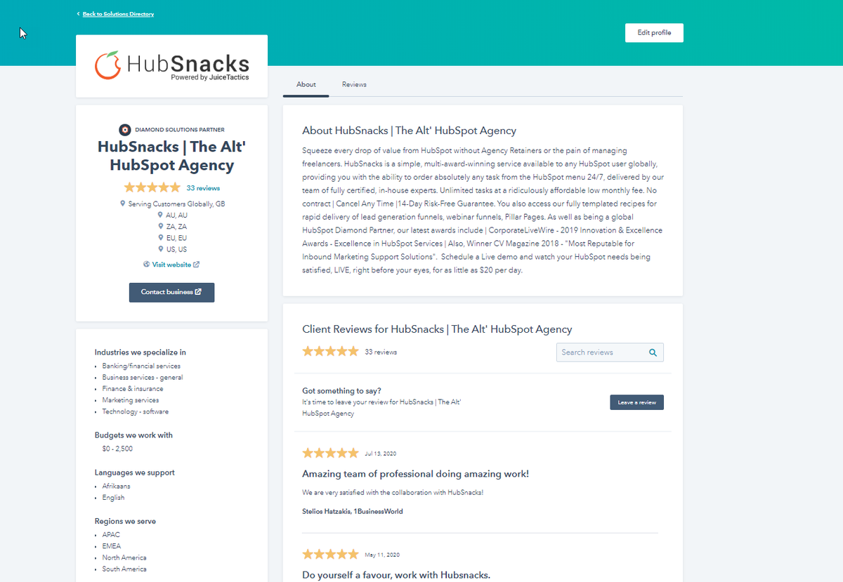 HubSnacks's tweet photo. We love the NEW #HubSpot Solutions Directory format @hubspot. Check out #HubSnacks here ▶️  https://t.co/GD5iIqJi6J https://t.co/jZzhp96pFP
