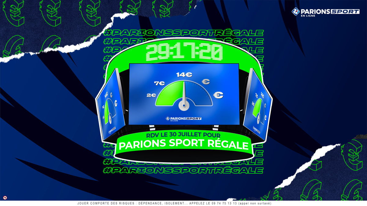 7 euros, 7 euros... qu'est-ce que vous voulez qu'on fasse de 7 euros ? 🤔
Bah on va les doubler ! ✖️2️⃣

Vous avez été au top toute la journée et un nouveau cap a été atteint pour #ParionsSportRégale !

RDV demain pour tenter d'en révéler plus dans la dernière ligne droite.