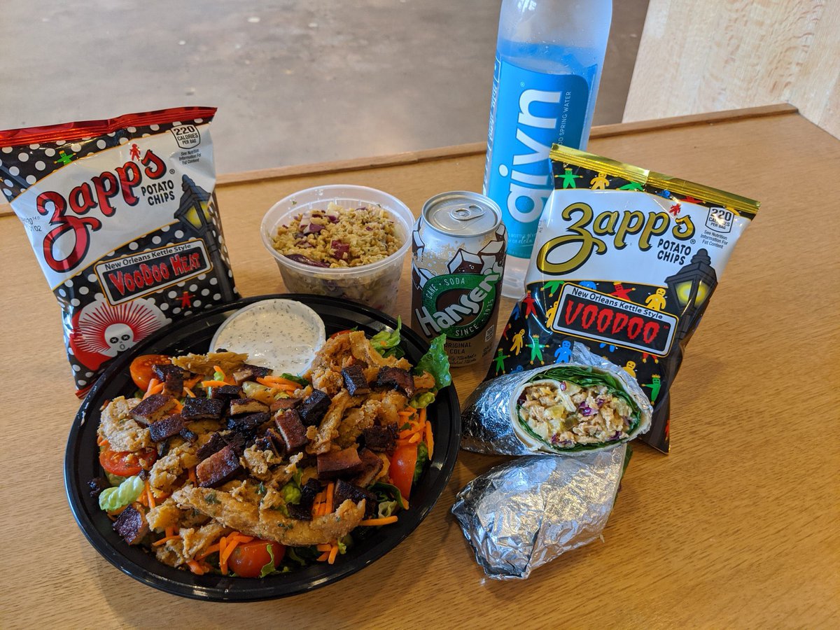 We now carry @realzappschips! To celebrate we’ve added a wrap/salad, chip, and drink combo! We’ve got chicken salad/wrap or a chicken bacon club salad this week in our deli case and they both pair well with a <a href="/givnwater/">GIVN Water</a> or a Hanson soda with the regular or voodoo heat bag of chip