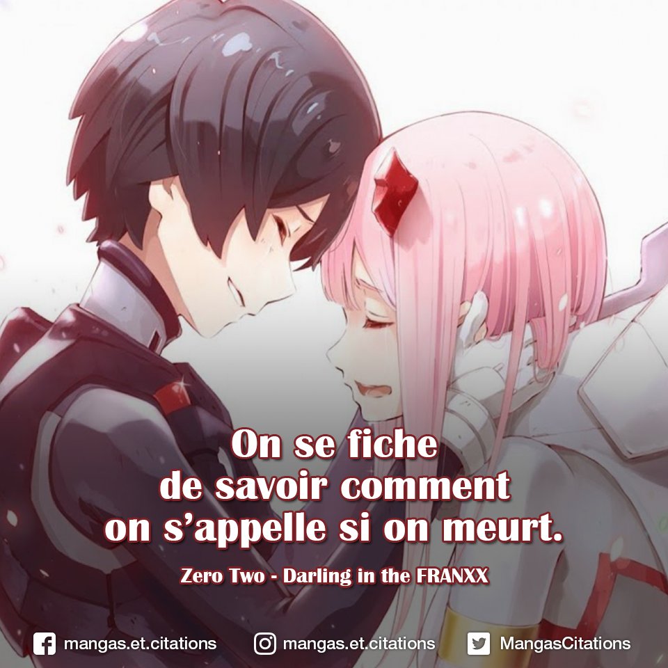 MangasCitations's tweet photo. 👩❤️💋👨 On se fiche de savoir comment on s’appelle si on meurt. #ZeroTwo #DarlingintheFranxx
.
.
Fanart ➡️ https://t.co/P2pewTQYyj
.
.
#Franxx #Hiro #Darling #pihis #code002 #code016 #citationmanga #citationanime #citationdanime #citationdemanga https://t.co/dzVLYes683