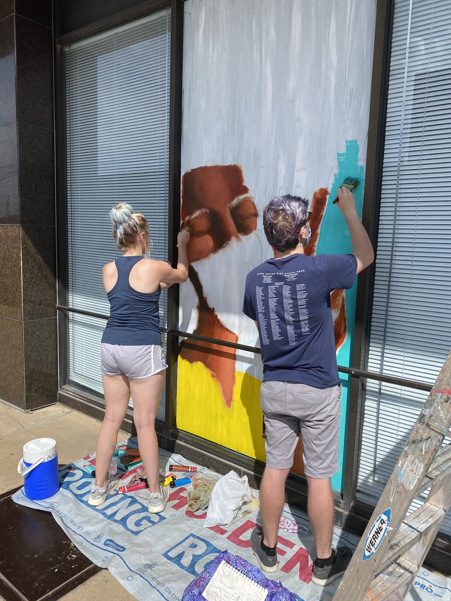The mural is coming along- painters include Drum Major Aubrey from <a href="/chinaspringisd/">China Spring ISD</a> and @riddleruns - thank you <a href="/Creative_Waco/">Creative Waco</a> and <a href="/WacoISD/">Waco ISD</a>