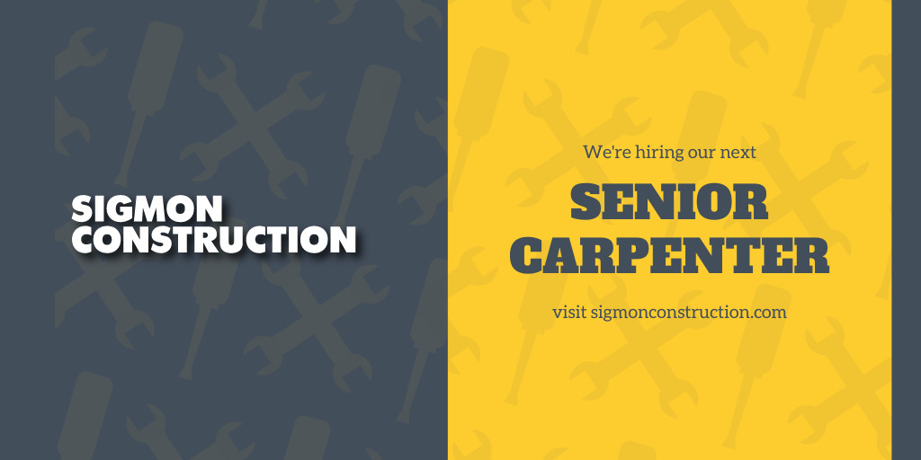 SigmonRaleigh's tweet photo. We're excited to announce we're hiring our next Senior Carpenter. We're looking for an individual w/ strong carpentry skills. Position includes vehicle, health insurance, vacation time and steady work. Know of a person great for this role? Email us: careers@sigmonconstruction.com https://t.co/xjA0y03EKf