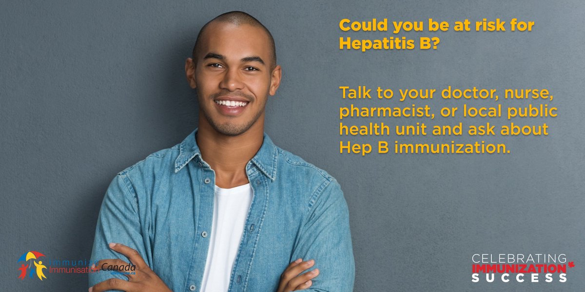 ImmunizedotCa's tweet photo. Could you be at risk for Hepatitis B? Talk to your doctor, nurse, pharmacist, or local public health unit and ask about Hep B immunization. | @ImmunizedotCa | https://t.co/JqwR73OQie #VaccinesWork #ImmunizationSuccess #WorldHepatitisDay https://t.co/I6puzze2hI