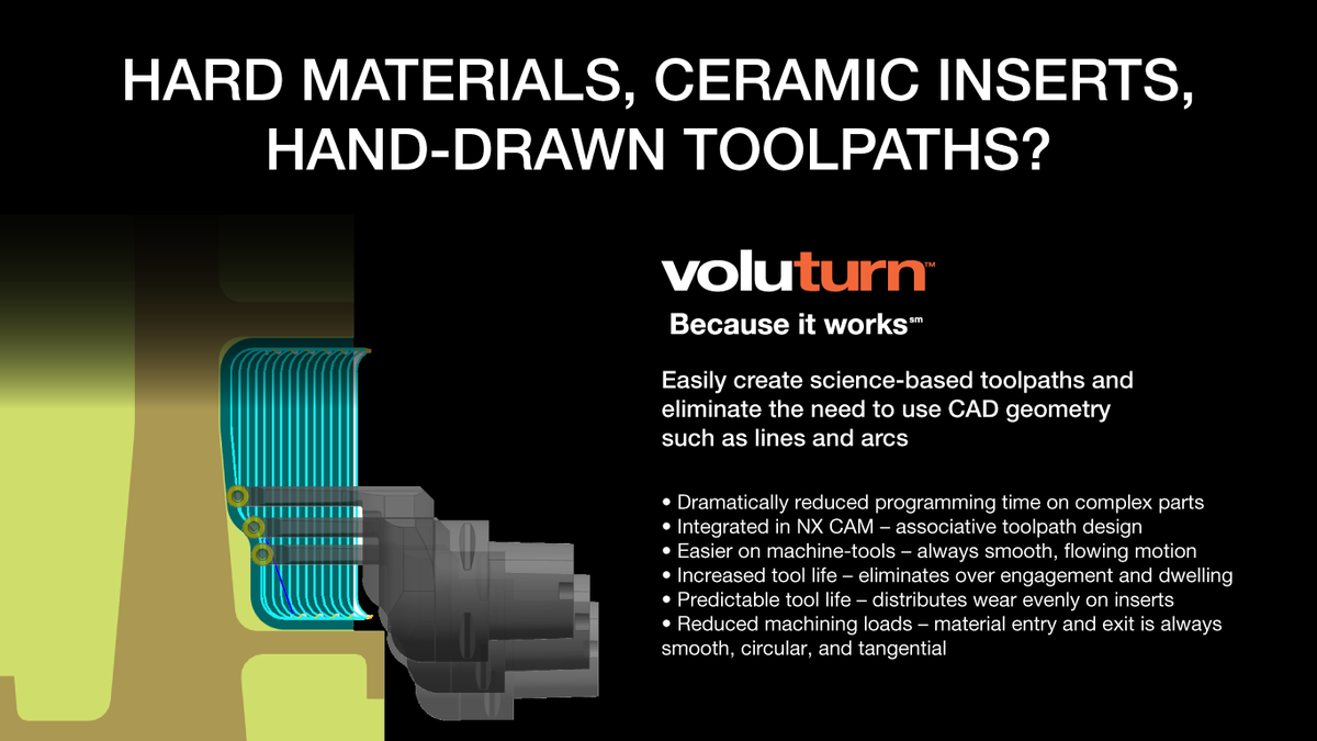 VoluMill's tweet photo. Try VoluTurn for SIEMENS NX CAM today - https://t.co/7EVifa2Vjy #siemens #aerospace #manufacturing https://t.co/KClpXnGyyw