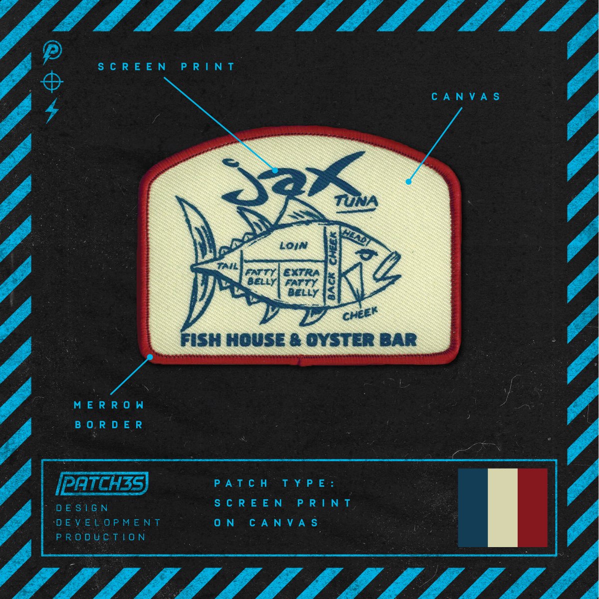 JWPicker's tweet photo. Working on some new patch presentation images.  Trying to showcase the little details in a clear way. Although this is twill, we are working on all the different fabric types.  #PATCH3S #Seafood #foodandbeverage https://t.co/5u7D7TnJFI