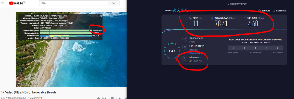 BtsBilisim's tweet photo. @millenicom_ hızımız  80mbps iken videolar donmakta hep kendimizde suç aradık meğer video izleme sitelerinde bağlantı hızımız 5 mbs ile sınırlandırılmış yasal olmayan bu uygulamanıza son vermenizi istiyorum @AybarsKaraatmac https://t.co/Fj6danAkhl