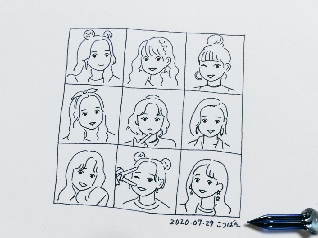 やはりいつもの紙が一番描きやすかった…!
ニジューのみなさんのつもりです☺️?
かわいい子を描くのは楽しい…♥ 