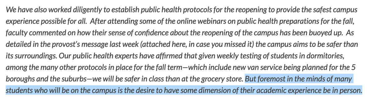 Wanting normal college life is understandable. And it's important to have rooms available for students in need to study online in a safe, productive learning environment. But relying on health sacrifices of grad students and faculty to fulfill this "desire" is inconsiderate 6/
