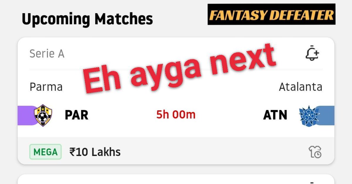 FantasyDefeater's tweet photo. Bhai logo ready rhna.
Next #PARvsATN from #SerieA league🥂🥂🥂😍😍❤️

Telegram kr hi lo ab join : https://t.co/Xgo9tQUKdN ✔️

Retweet krke or bhi bhaiyo ko join krwa lo 😍😍✔️✔️✔️💯 https://t.co/LWVF0kKsGF
