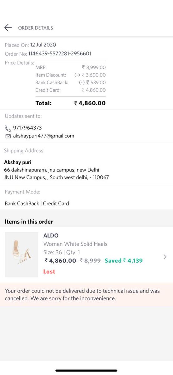 ProfessorPuri's tweet photo. Terrible experience with @myntra @MyntraSupport ordered a pair of shoes they took the money kept it fr 16 days now claim the shoes got lost pay full price fr them !The same shoes were on sale on Aldo directly I chose to buy from Myntra #ecommerce https://t.co/5b5Qx71KiX